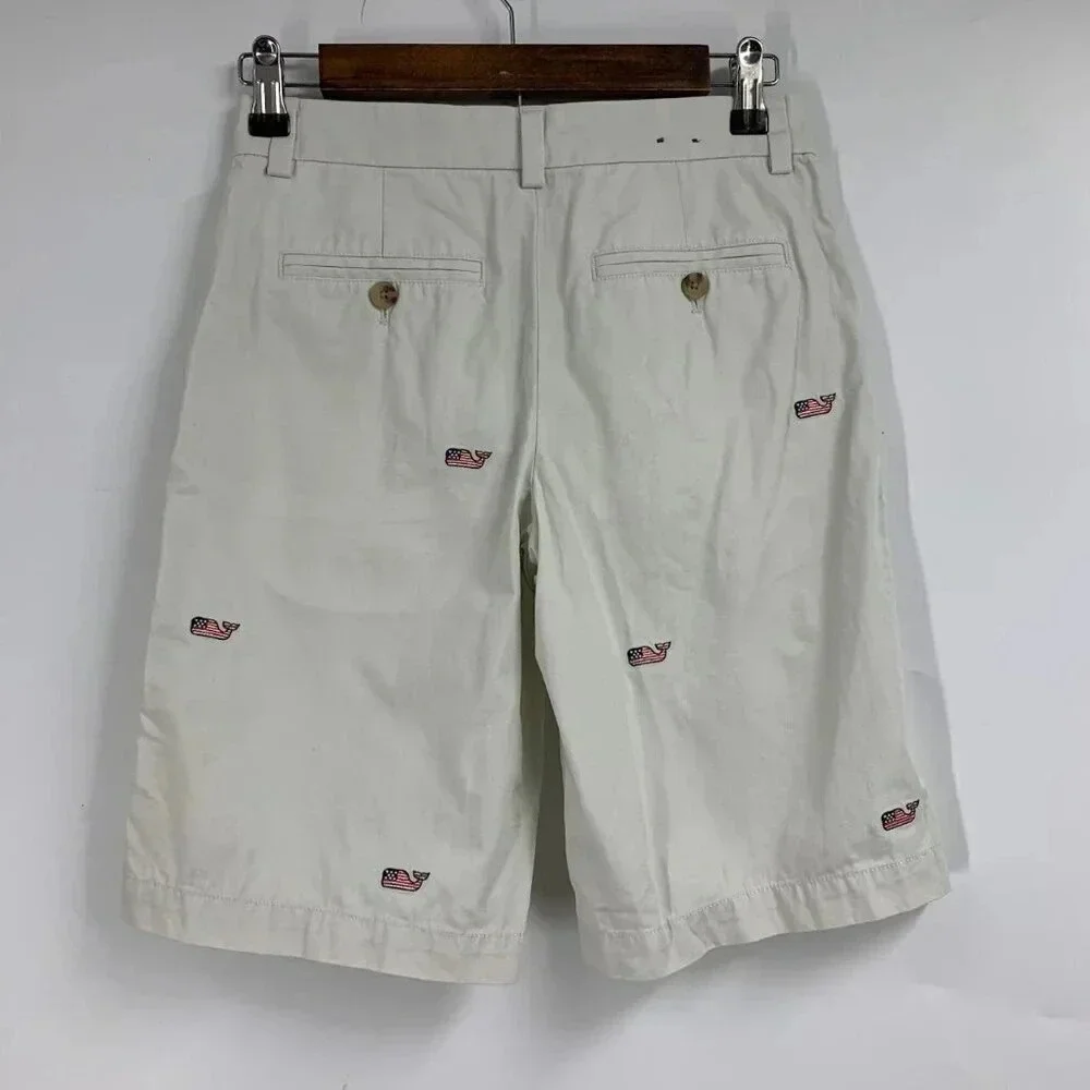 Vineyard Vines‎ Boys Flag Whale Embroidered Cotton Breaker Shorts Size 12